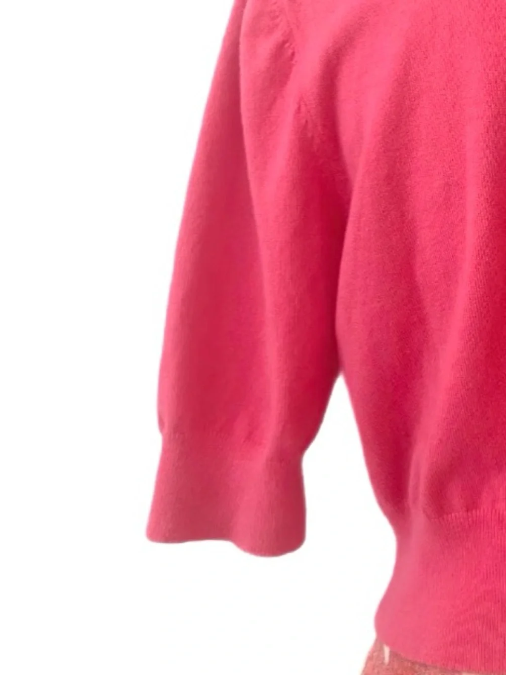 RUBY RD ~ Coral Pink 3/4 Sleeves Embellished Cropped Cardigan